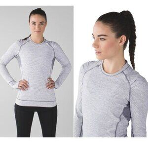 Lululemon Swiftly Tech Long Sleeve Crew Gray Stripe Womens Top Size 4 Lightweigh